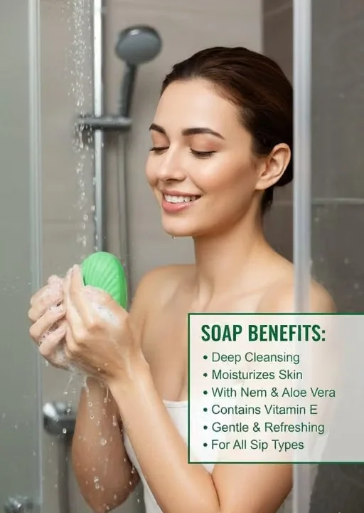 Neem Guard Bath Soap with Aloe Vera, Vitamin E & Lanolin | Deep Cleansing, Skin Protection & Moisturizing Soap | Pack of 2 x 75g image 2