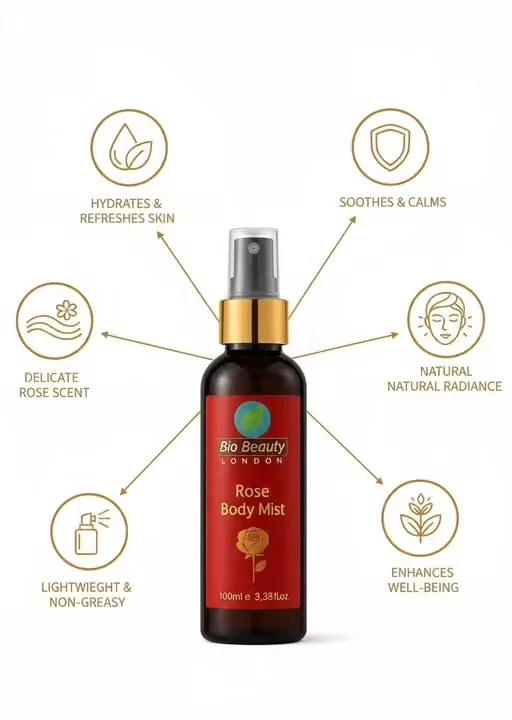 Bio Beauty London Rose Body Mist 100ml | Long Lasting Floral Fragrance Spray | Hydrating Refreshing Mist for Men & Women image 2