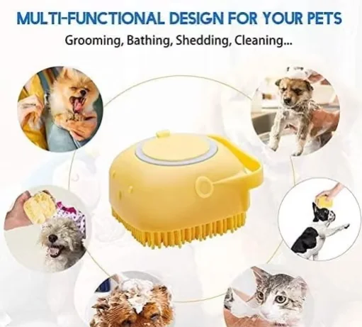 Dog Bath Brush Soft Silicone Pet Grooming & Massage Scrubber | Shampoo Bath Brush for Dogs, Cats & Small Animals | Hair Shedding & Deep Cleaning Grooming Tool (1 Pc) image 2