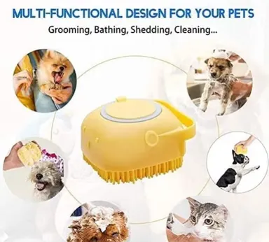 Dog Bath Brush Soft Silicone Pet Grooming & Massage Scrubber | Shampoo Bath Brush for Dogs, Cats & Small Animals | Hair Shedding & Deep Cleaning Grooming Tool (1 Pc) thumbnail 1