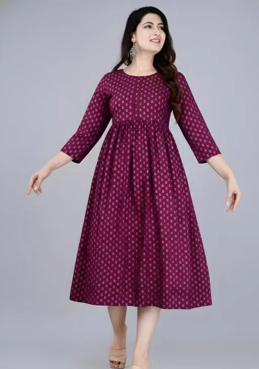 Rayon Maternity Feeding Kurti with Hidden Dual Nursing Zipper Maroon 3XL image 2