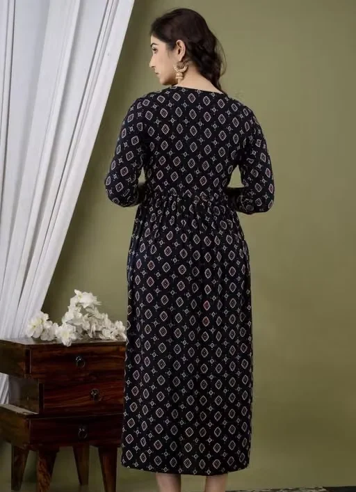 Ethnic Printed Cotton Maternity Kurti with Concealed Zip Nursing Access for Nursing Mothers Ethnic Printed 3XL image 3