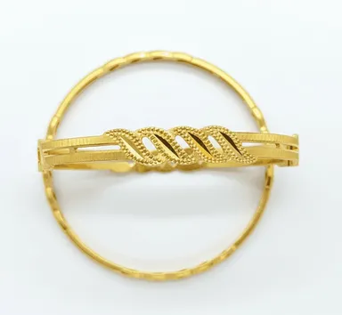 Leaf Pattern Modern Robotic Cut Bangle Pairs Gold 2.10 thumbnail 2