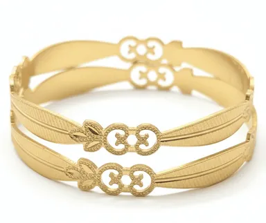 traditional textured bangle pairs from Bhabyam Jewellery. Elegant ethnic bangles for weddings, festivals, and everyday traditional wear. Gold 2.6 thumbnail 1