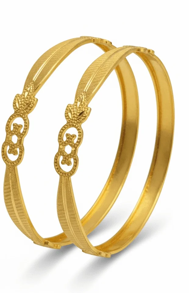 traditional textured bangle pairs from Bhabyam Jewellery. Elegant ethnic bangles for weddings, festivals, and everyday traditional wear. Gold 2.6 image 3