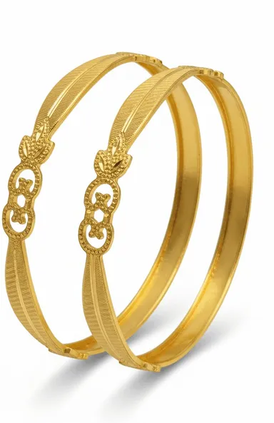 traditional textured bangle pairs from Bhabyam Jewellery. Elegant ethnic bangles for weddings, festivals, and everyday traditional wear. Gold 2.6 thumbnail 2