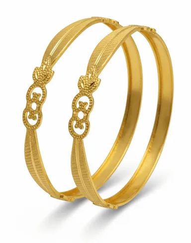 traditional textured bangle pairs from Bhabyam Jewellery. Elegant ethnic bangles for weddings, festivals, and everyday traditional wear. Gold 2.10 thumbnail 0