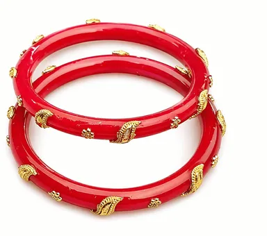 Red Pola Bangle, Bengali Pola, Traditional Bangles, Ethnic Jewellery, Bridal Bangles, Festival Jewellery, Golden Dot Bangle, Women's Bangles, Handmade Bangles, Bhabyam Jewellery Red 2.6 thumbnail 0