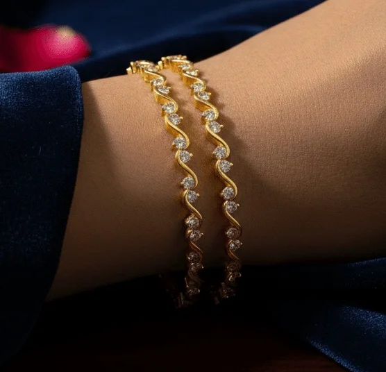 Designer Bangles, Stone Bangles, Sparkling Bangles, Bangles Set, Women's Bangles, Party Wear Bangles, Traditional Bangles, Ethnic Jewellery, Fashion Jewellery, Bhabyam Jewellery Stone Bangles 2.8 image 3