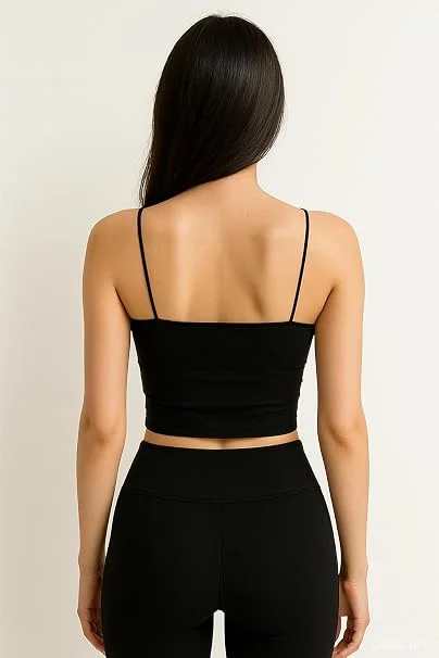 Women’s Lightly Padded Spaghetti Strap Crop Top Black 32A image 3