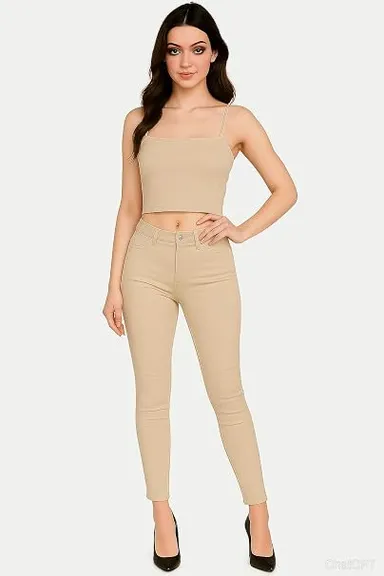 Women's Seamless Square Neck Crop Top in Nude Beige – Comfortable Stretch Fit Activewear for Yoga and Everyday Casual Wear SKIN 30A thumbnail 4