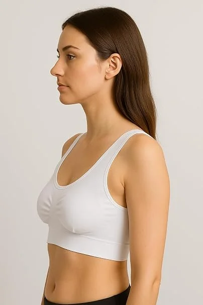 Women's Seamless Non-Padded Sports Bra | Wire-Free Yoga & Fitness Bra White WHITE 32B image 2