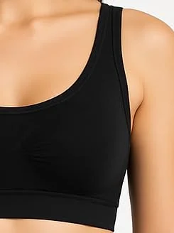 Women's Seamless Breathable Comfort Sports Bra with Wide Straps for Yoga and Everyday Activewear | Black BLACK 30A image 5