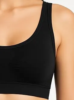 Women's Seamless Breathable Comfort Sports Bra with Wide Straps for Yoga and Everyday Activewear | Black BLACK 32B thumbnail 4