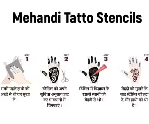 Reusable Black Mehndi Hand Stencil for Women | Temporary Tattoo Template (Pack of 2) image 2