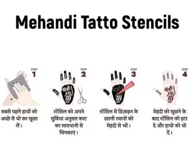 Reusable Black Mehndi Hand Stencil for Women | Temporary Tattoo Template (Pack of 2) thumbnail 1