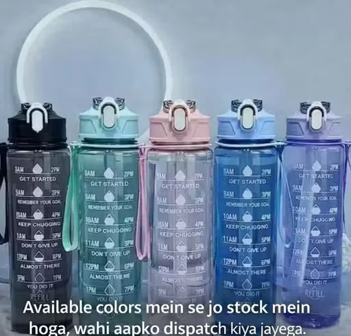 Water Bottle 1 Litre with Time Marker | BPA Free Leak Proof Sipper Bottle for Gym Office School image 4