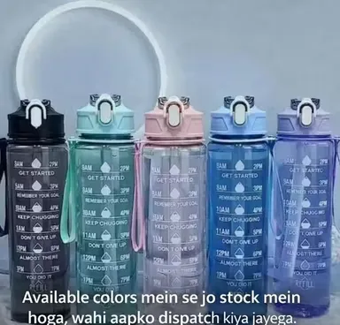 Water Bottle 1 Litre with Time Marker | BPA Free Leak Proof Sipper Bottle for Gym Office School thumbnail 3