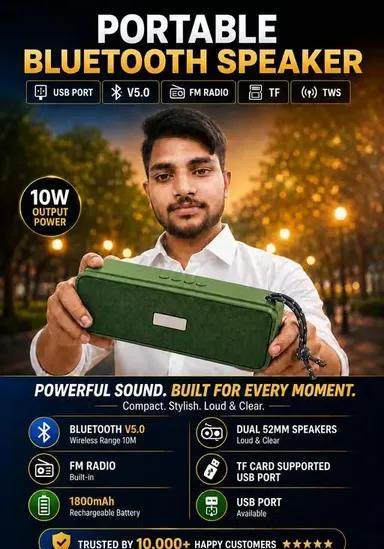 Portable Bluetooth Soundbar Speaker with Deep Bass | Wireless Mini Sound Bar for Mobile, Laptop & TV thumbnail 2
