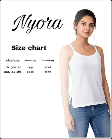 Girls Cotton Camisole Pack of 4 | Soft Breathable Innerwear for Teen Girls (15–18 Years) | Everyday Sleeveless Spaghetti Vest White 3XL thumbnail 6