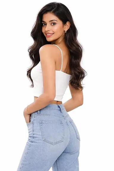 Seamless Crop Bra for Women | Square Neck Lightly Padded Bra with Removable Pads | Stretchable Everyday Crop Top Bra | White White 28A thumbnail 1