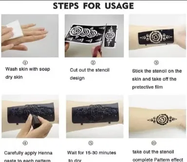Stylish Mehandi Hand Tattoo Stencil for women. Waterproof, easy to apply, lasts up to 2 weeks, perfect for festivals, weddings, parties, and special occasions. thumbnail 2