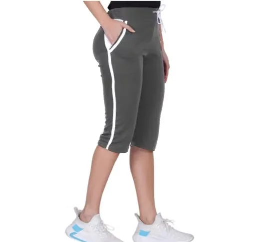 Women's Cotton Capri Shorts Pack of 2 |Regular Fit Knee Length with Side Pockets - Multicolor WCBCAPRI-BKGY M image 2