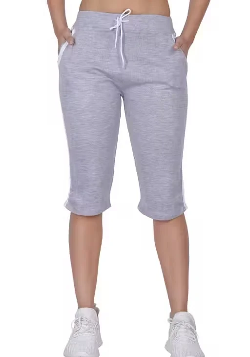 Women's Cotton Capri Shorts Pack of 2 |Regular Fit Knee Length with Side Pockets - Multicolor WCBCAPRI-BKGY M image 3