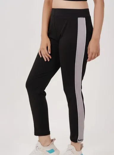 Women Yoga Track Pants | Stretchable Sports Tights | High Waist Gym & Yoga Wear | Slim Fit Activewear Bottom | Pack of 1 BLACK S thumbnail 0