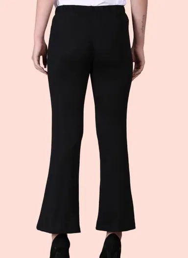Women’s Stylish Lycra Bell Bottom Trousers Black XL thumbnail 3