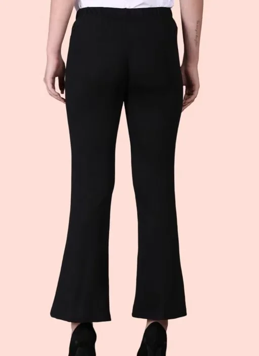 Women’s Stylish Lycra Bell Bottom Trousers Black XXL image 4