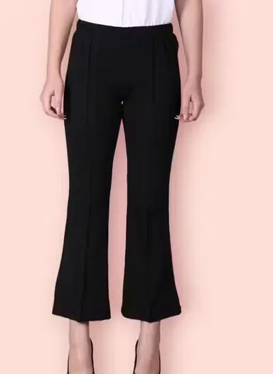 Women’s Stylish Lycra Bell Bottom Trousers Black XXL thumbnail 0
