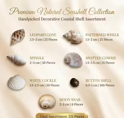 Natural Seashells for Jewelry Making – 250 Pieces | 7 Types Mixed Cowrie & Conch Shells image 2