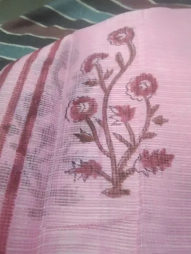 Women's Pastel Pink Block Printed Kota Doria Cotton Blend Unstitched Dress Material with Dupatta Traditional Ethnic Salwar Suit Fabric for Casual Festive Office Wear Pink Free Size thumbnail 5