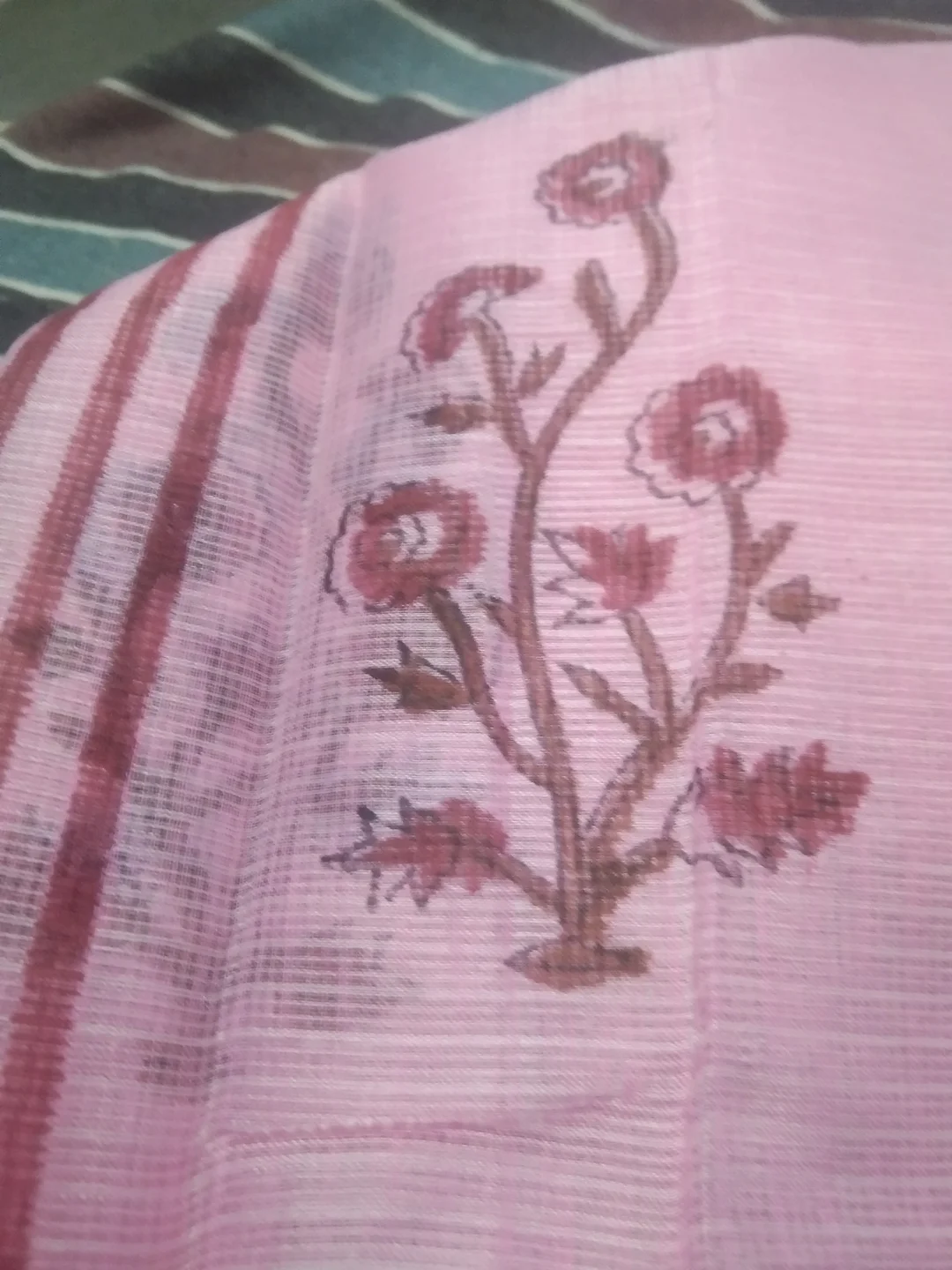 Women's Pastel Pink Block Printed Kota Doria Cotton Blend Unstitched Dress Material with Dupatta Traditional Ethnic Salwar Suit Fabric for Casual Festive Office Wear Pink Free Size image 13