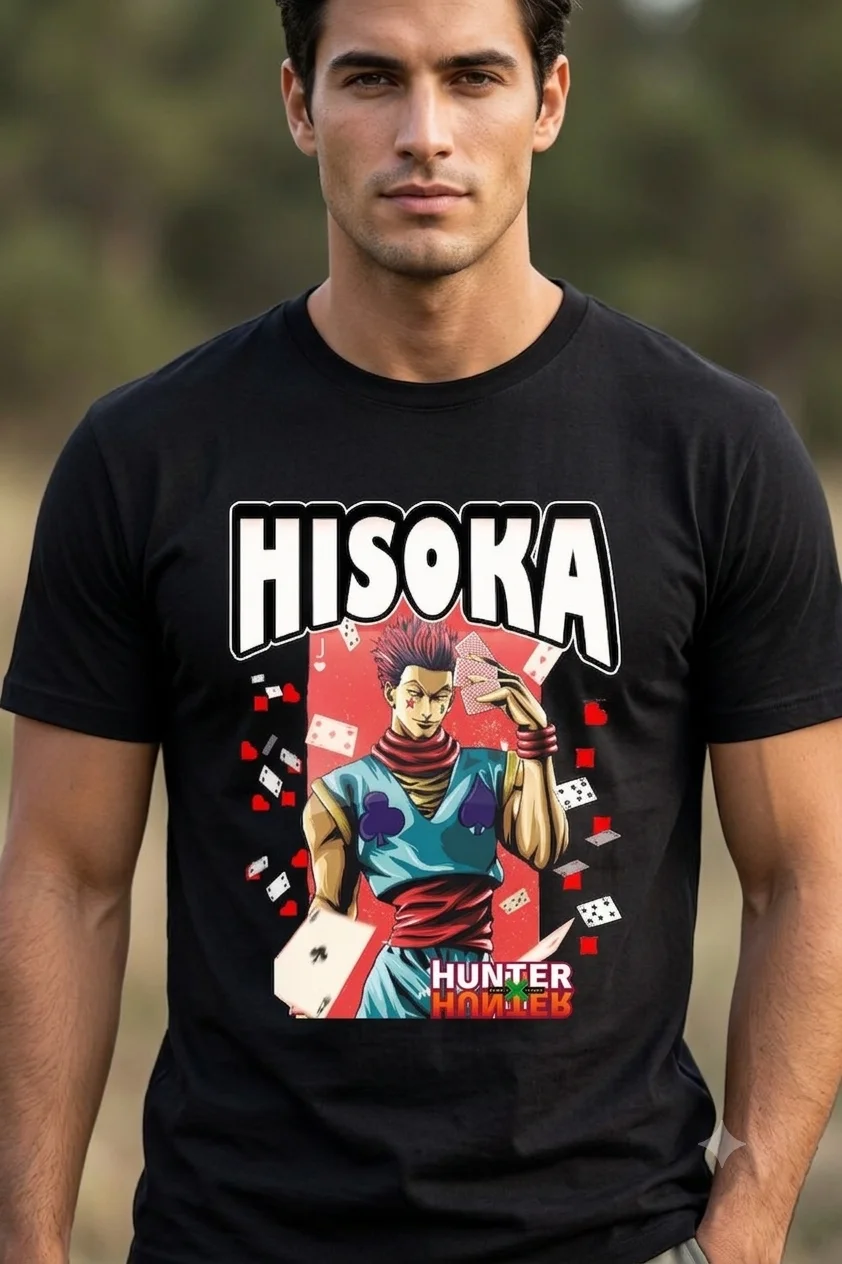 Hunter x Hunter Hisoka Morow Anime Graphic Print Premium Oversized Black Cotton Round Neck Half Sleeve Unisex T-Shirt Black S image 2