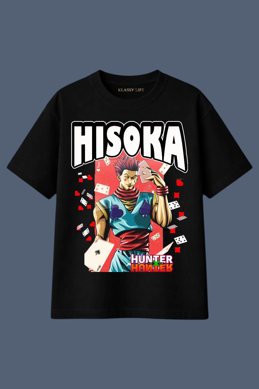 Hunter x Hunter Hisoka Morow Anime Graphic Print Premium Oversized Black Cotton Round Neck Half Sleeve Unisex T-Shirt Black XL image 1