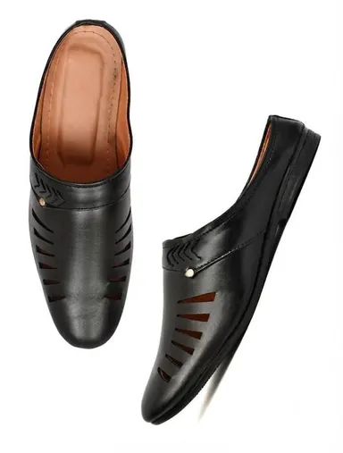 Men's Black Slip-On Casual Comfort Loafers Lightweight Everyday Mules with Cut-Out Design Breathable Walking Shoes for Daily Wear Office Travel Black 6 thumbnail 3