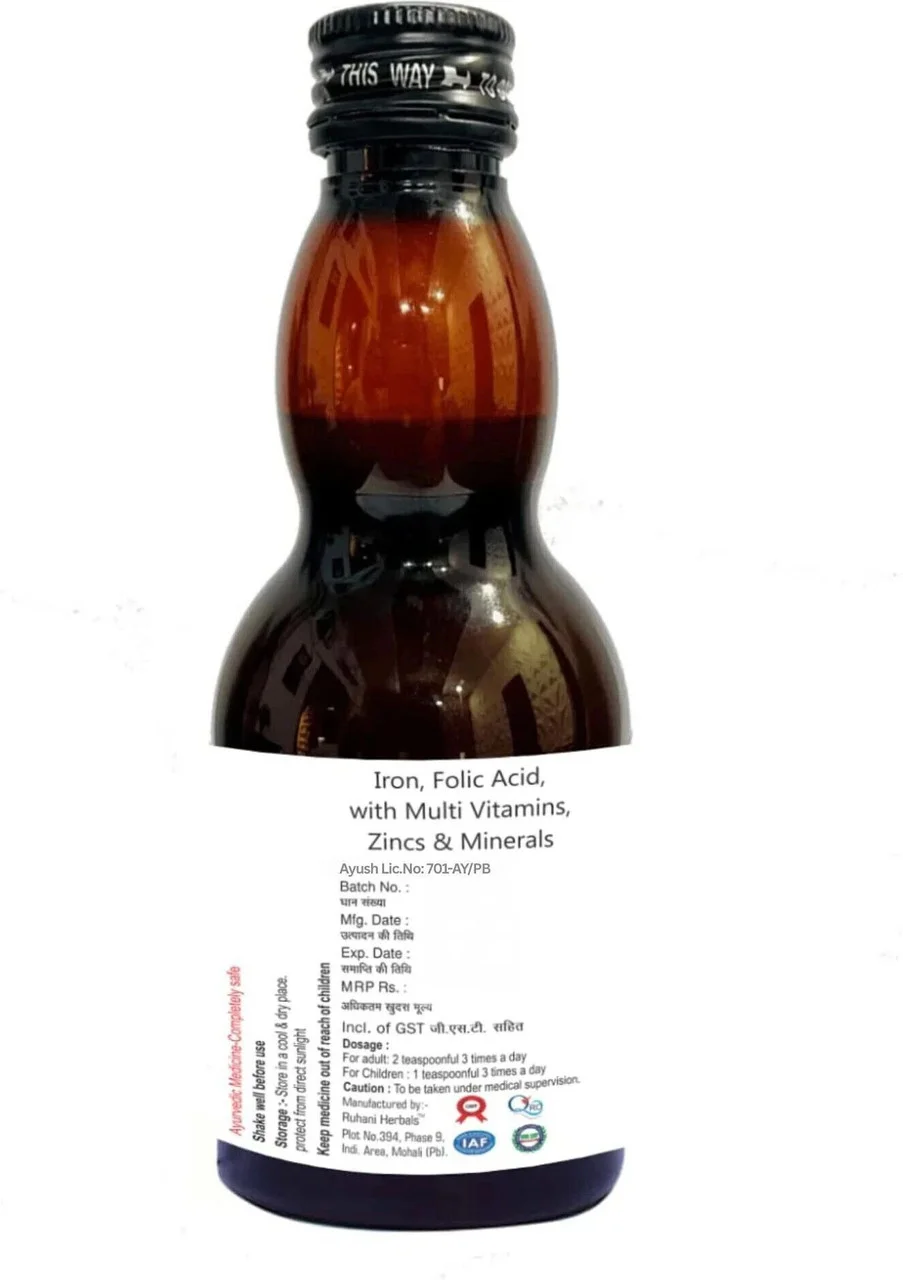 Iron Syrup with Folic Acid, Multivitamins, Zinc & Minerals | Hematinic Health Supplement Syrup for Energy, Immunity & Iron Support 200ml image 4