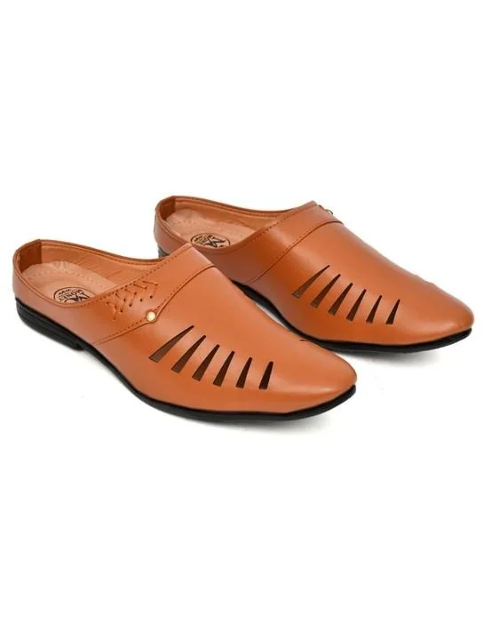 Men's Black Slip-On Casual Comfort Loafers Lightweight Everyday Mules with Cut-Out Design Breathable Walking Shoes for Daily Wear Office Travel Tan 7 image 2
