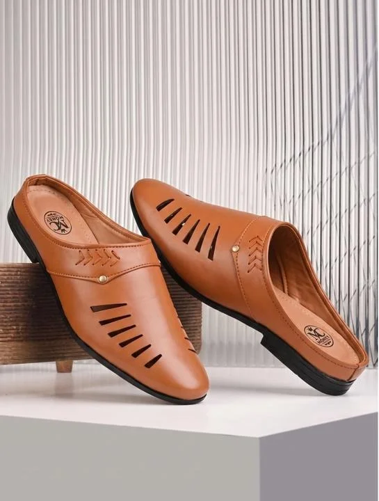 Men's Black Slip-On Casual Comfort Loafers Lightweight Everyday Mules with Cut-Out Design Breathable Walking Shoes for Daily Wear Office Travel Tan 8 image 3