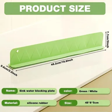 Mystylemartte 1PCS Kitchen Sink Splash Guard 2-in-1 Silicone Water Splash Guard Self-Adhesive Sink Faucet Splash Protector for Kitchen & Bathroom Sink, Multicolor, 20 cm thumbnail 1