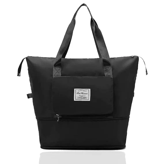Black Travel Duffel Bag for Men & Women, Large Capacity Carry-On Travel Bag, Lightweight Cabin Size Weekend Luggage, Waterproof Overnight Gym & Holiday Travel Duffel image 1