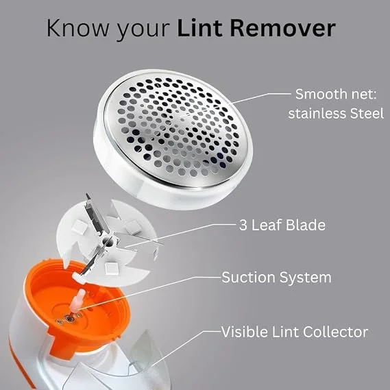 Portable USB Rechargeable Fabric Lint Remover for Clothes, Electric Sweater Defuzzer & Fuzz Shaver with Stainless Steel Blade, Safe Fabric Care Machine for Wool, Cotton, Blankets, Sofa Covers & Delicate Garments image 3