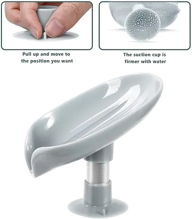 Leaf Shape Self-Draining Soap Holder with Suction Cup, No Drill Soap Dish for Bathroom, Kitchen & Shower, Easy Clean Plastic Soap Stand for Bar Soap thumbnail 1