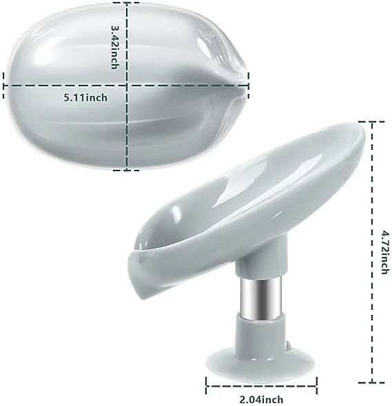 Leaf Shape Self-Draining Soap Holder with Suction Cup, No Drill Soap Dish for Bathroom, Kitchen & Shower, Easy Clean Plastic Soap Stand for Bar Soap image 3
