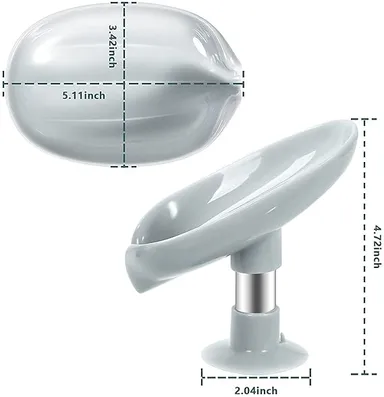 Leaf Shape Self-Draining Soap Holder with Suction Cup, No Drill Soap Dish for Bathroom, Kitchen & Shower, Easy Clean Plastic Soap Stand for Bar Soap thumbnail 2