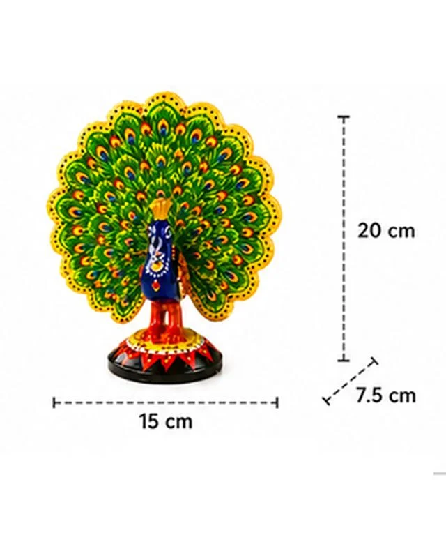 Hand-Painted Decorative Peacock Showpiece for Home Decor, Traditional Indian Ethnic Peacock Figurine, Decorative Gift Item for Living Room, Office, Festival and Housewarming image 3