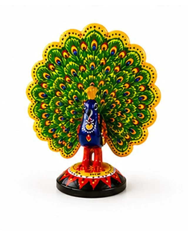 Hand-Painted Decorative Peacock Showpiece for Home Decor, Traditional Indian Ethnic Peacock Figurine, Decorative Gift Item for Living Room, Office, Festival and Housewarming image 4