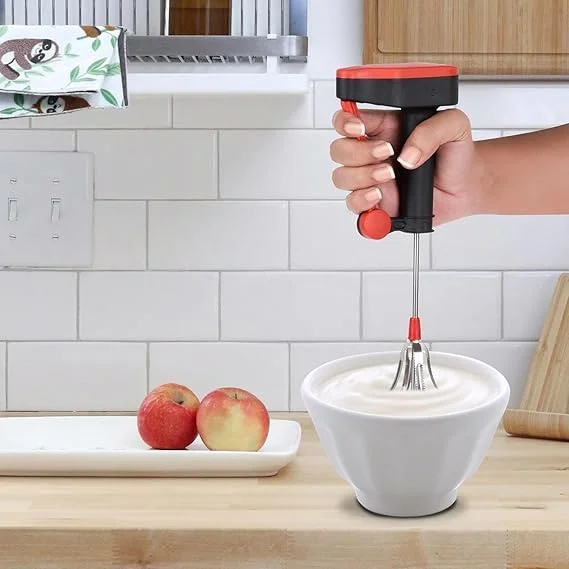 Manual Hand Blender with Stainless Steel Blades | Hand Press Milk & Lassi Maker | Egg Beater | Coffee Frother | Cream, Soup & Buttermilk Mixer | Multipurpose Kitchen Hand Mixer | Multicolor image 4